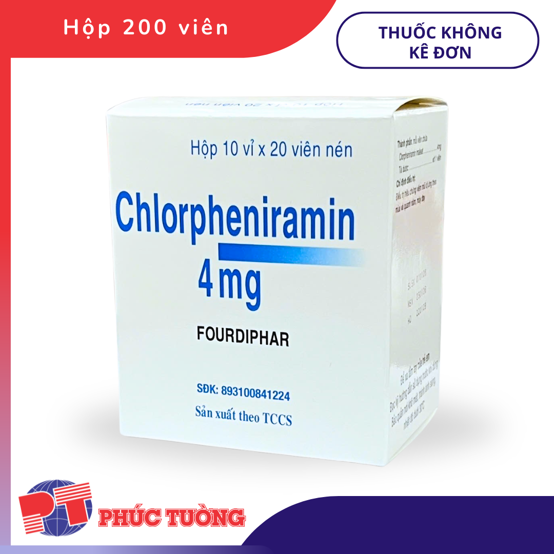 CHLORPHENIRAMIN 4mg (Hộp) - Điều trị viêm mũi dị ứng CHLORPHENIRAMIN 4mg (Hộp) - Điều trị viêm mũi dị ứng